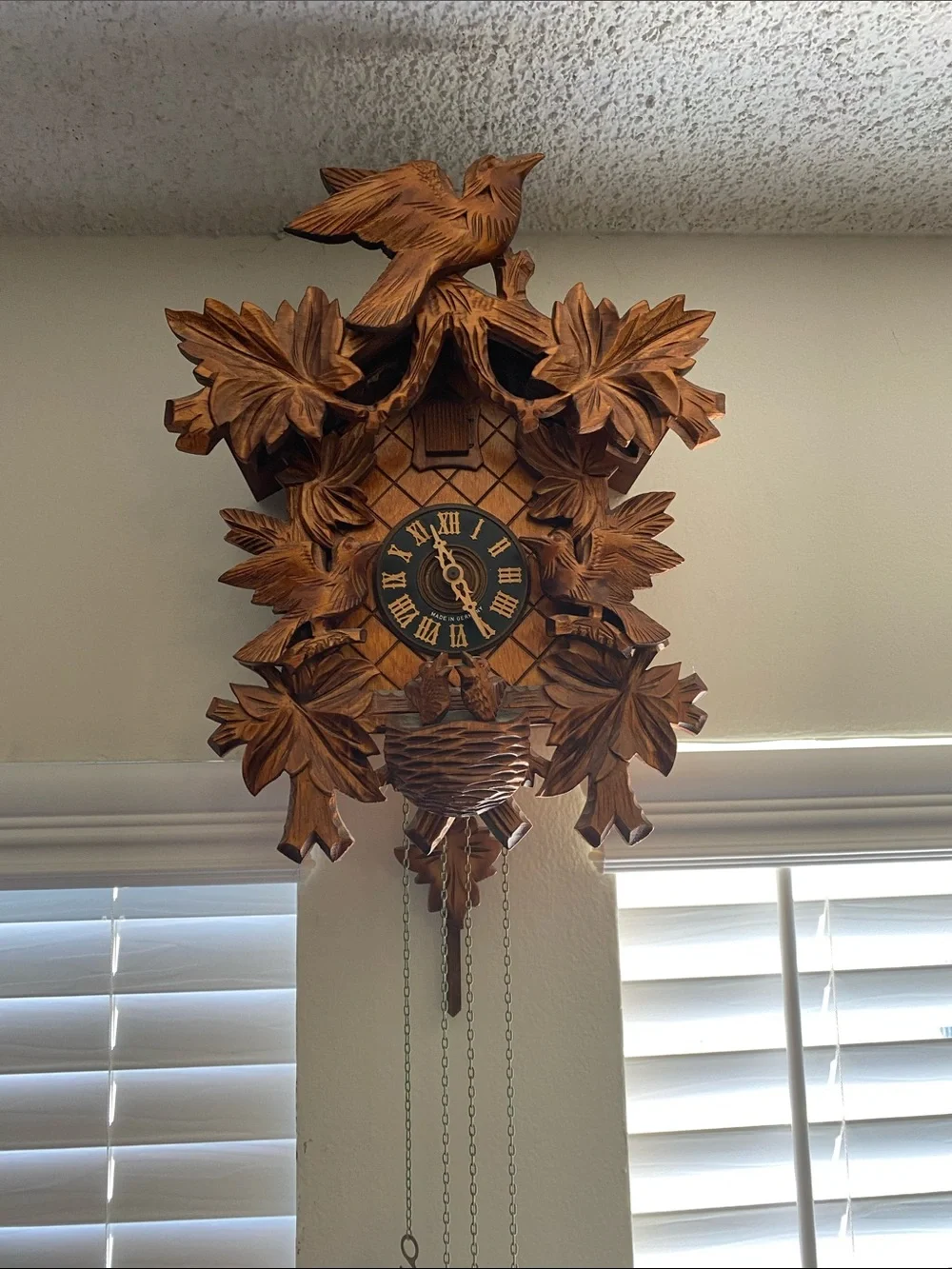 Traditional Hand-Carved Hermle Villingen Cuckoo Wall Clock — Brown